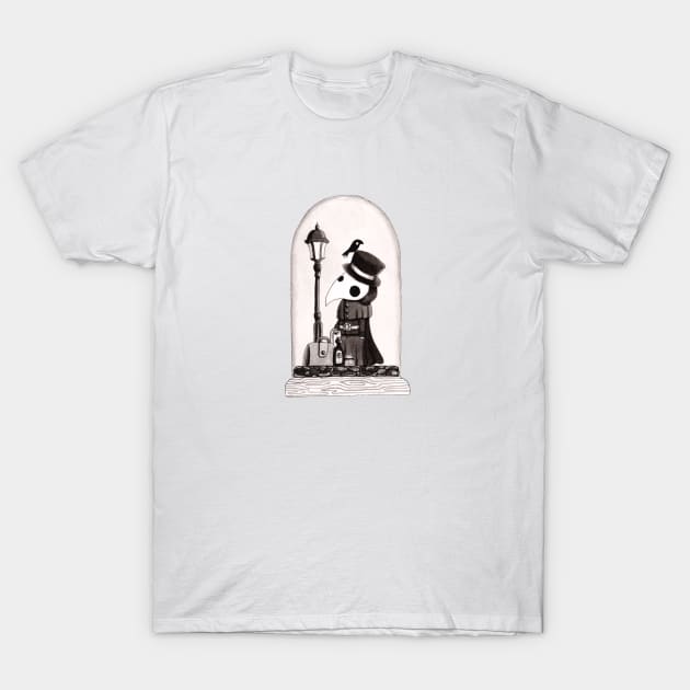 Plague Doctor in a Glass Bell T-Shirt by Marcies Art Place